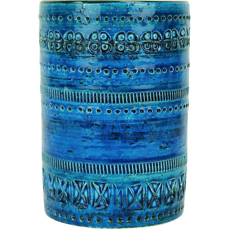 Bitossi "Rimini blue" vintage blue ceramic italian vase, Aldo LONDI - 1960s