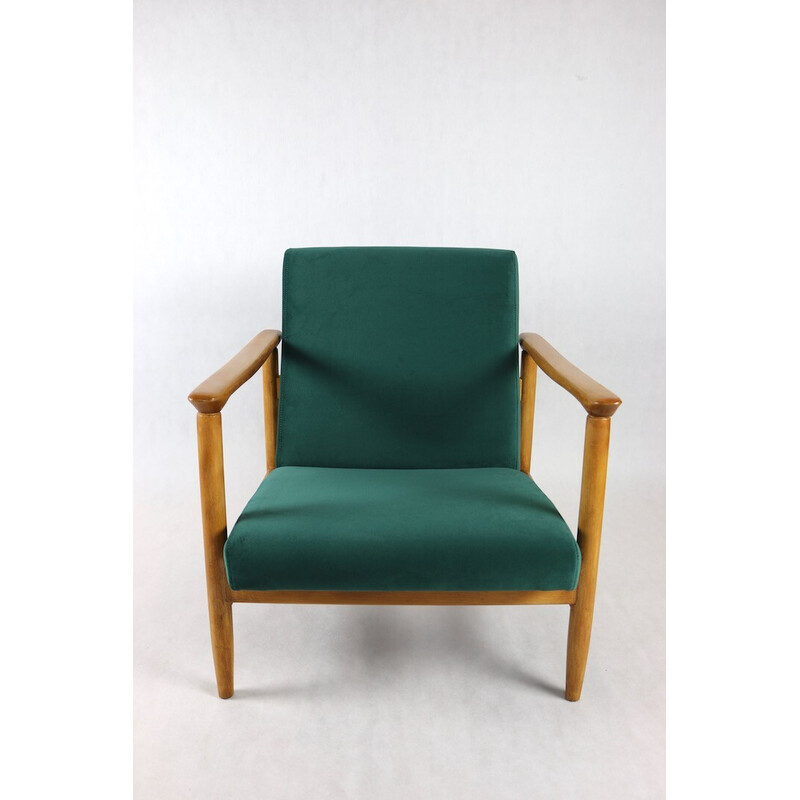 Gfm-142 vintage fauteuil in groen fluweel van Edmund Homa, 1970
