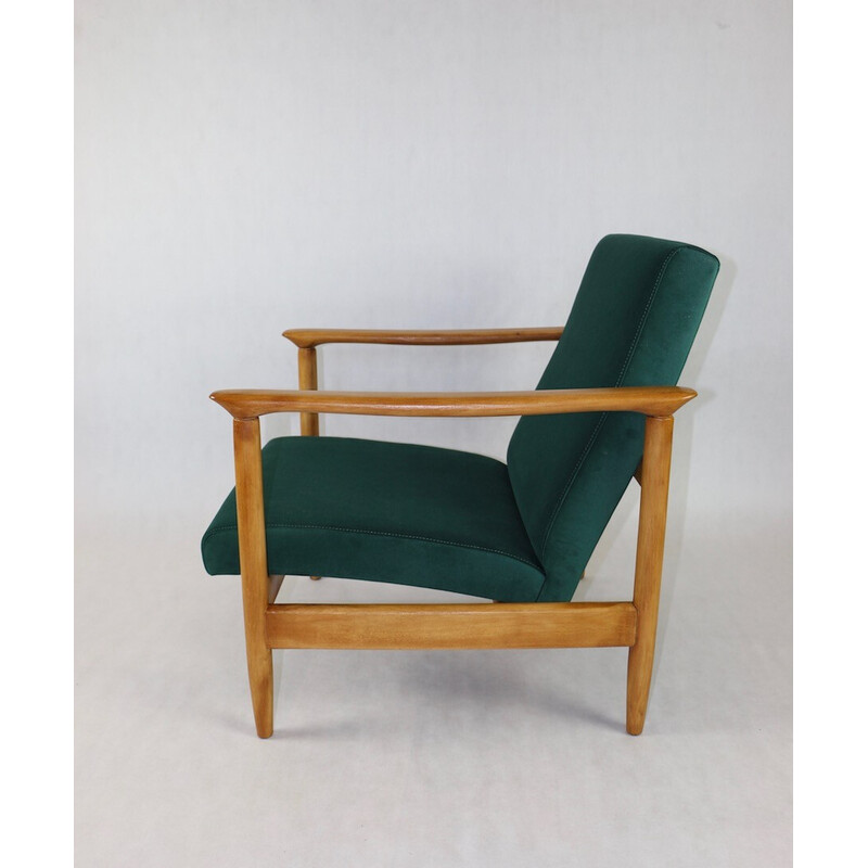 Vintage green velvet Gfm-142 armchair by Edmund Homa, 1970s