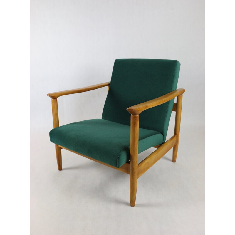 Gfm-142 sillón vintage de terciopelo verde de Edmund Homa, 1970