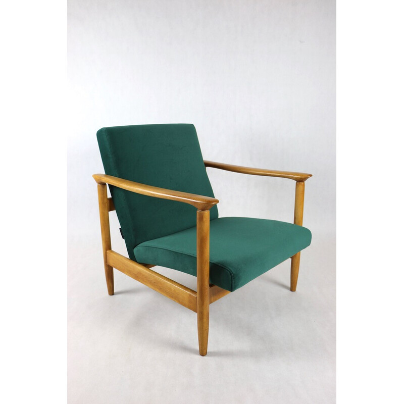 Vintage green velvet Gfm-142 armchair by Edmund Homa, 1970s