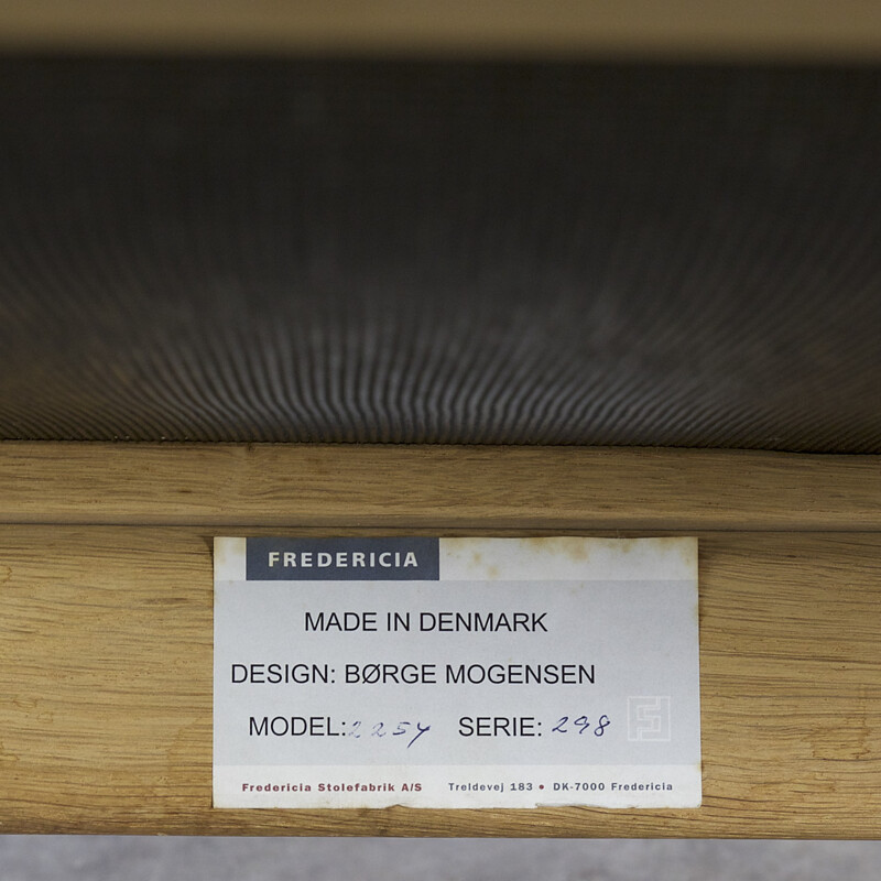 Fauteuil rouge Fredericia en chêne, Børge MOGENSEN - 1970