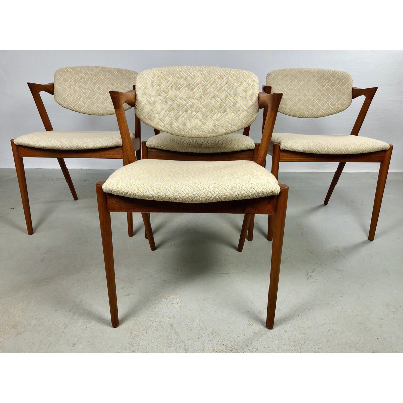 Set of 4 vintage teak dining chairs by Kai Kristiansen for Schous Møbelfabrik, 1960s