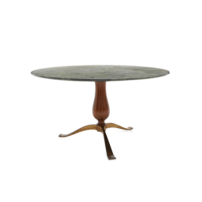 Green walnut and  marble coffee table, Osvaldo BORSANI - 1950s