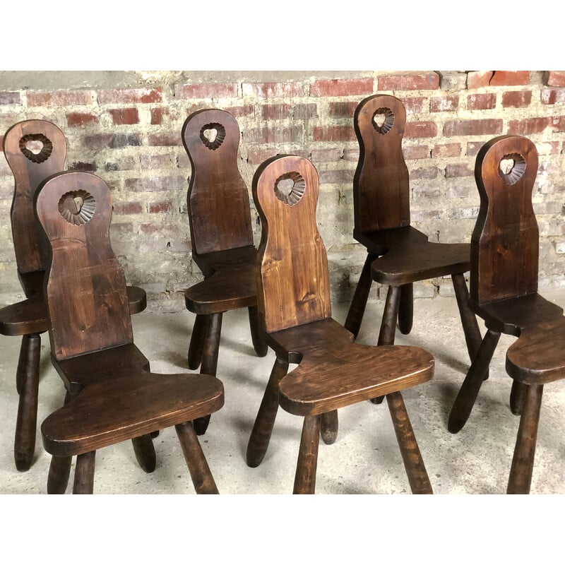 Conjunto de 6 sillas de montaña Brutalistas de época, 1960