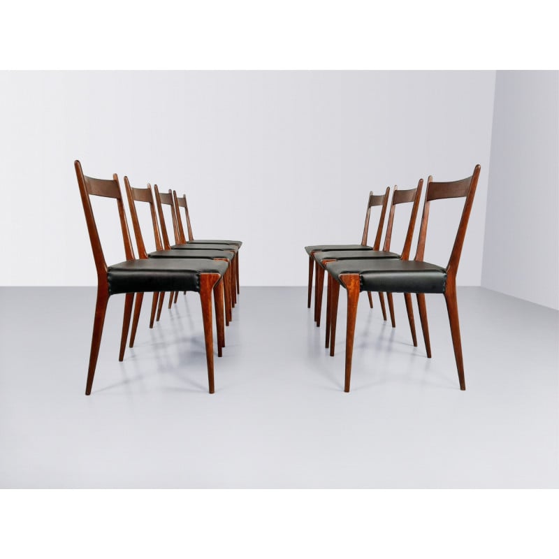 Set of 7 vintage S2 rosewood dining chairs by Alfred Hendrickx for Belform, Belgium 1950s