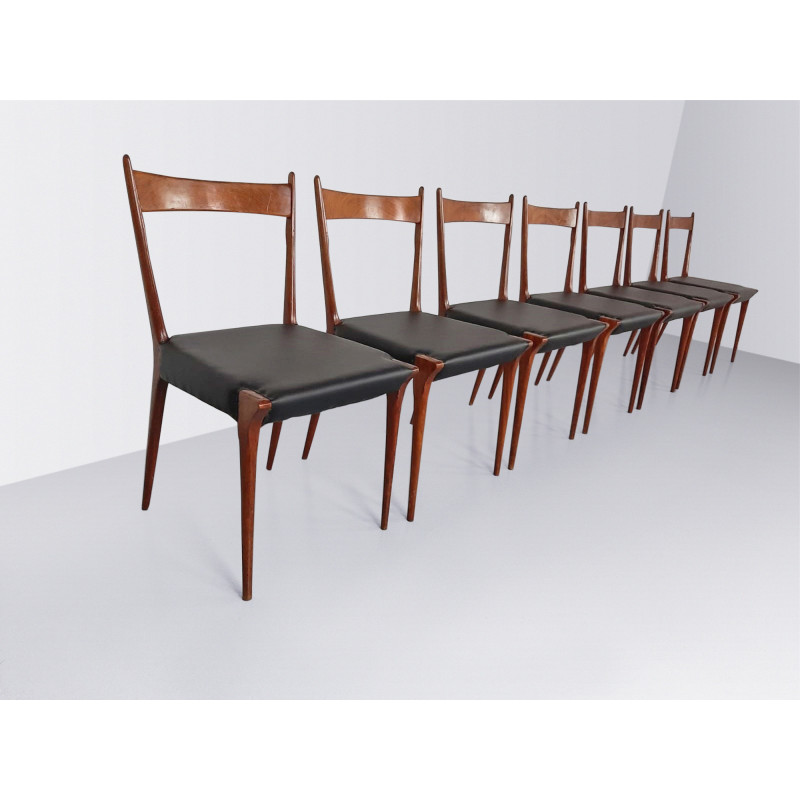 Set of 7 vintage S2 rosewood dining chairs by Alfred Hendrickx for Belform, Belgium 1950s