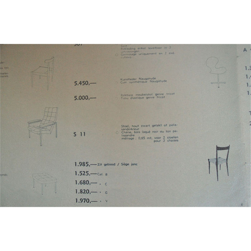 Set di 7 sedie da pranzo vintage S2 in palissandro di Alfred Hendrickx per Belform, Belgio 1950