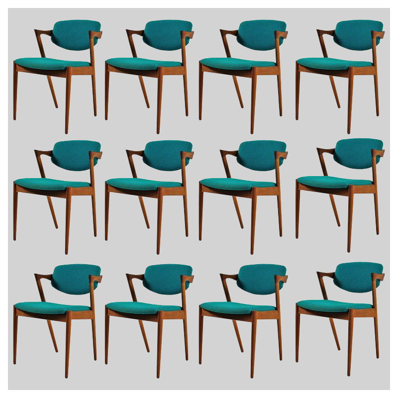 Ensemble de 12 chaises vintage en teck par Kai Kristiansen pour Schous Møbelfabrik, 1960