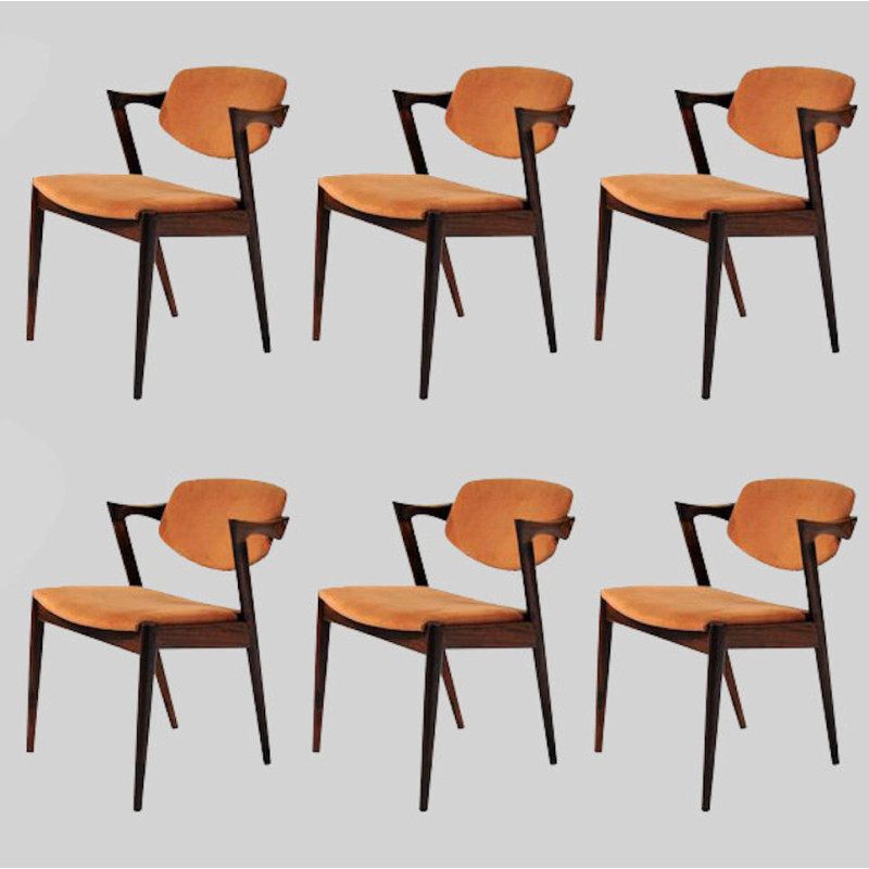 Ensemble de 6 chaises vintage en palissandre par Kai Kristiansen pour Schous Møbelfabrik, 1960