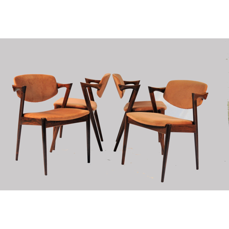 Set di 8 sedie da pranzo vintage in palissandro di Kai Kristiansen per Schous Møbelfabrik, 1960