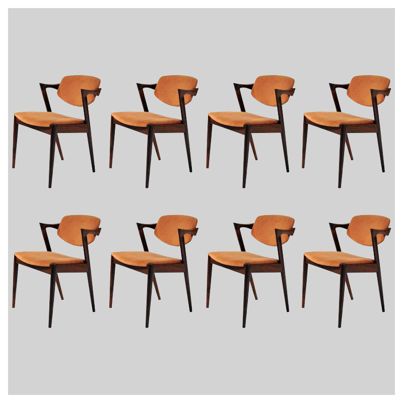 Set of 8 vintage rosewood dining chairs by Kai Kristiansen for Schous Møbelfabrik, 1960s