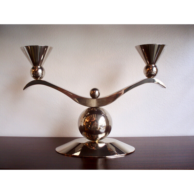 Two branches silver candle holder - 1970s