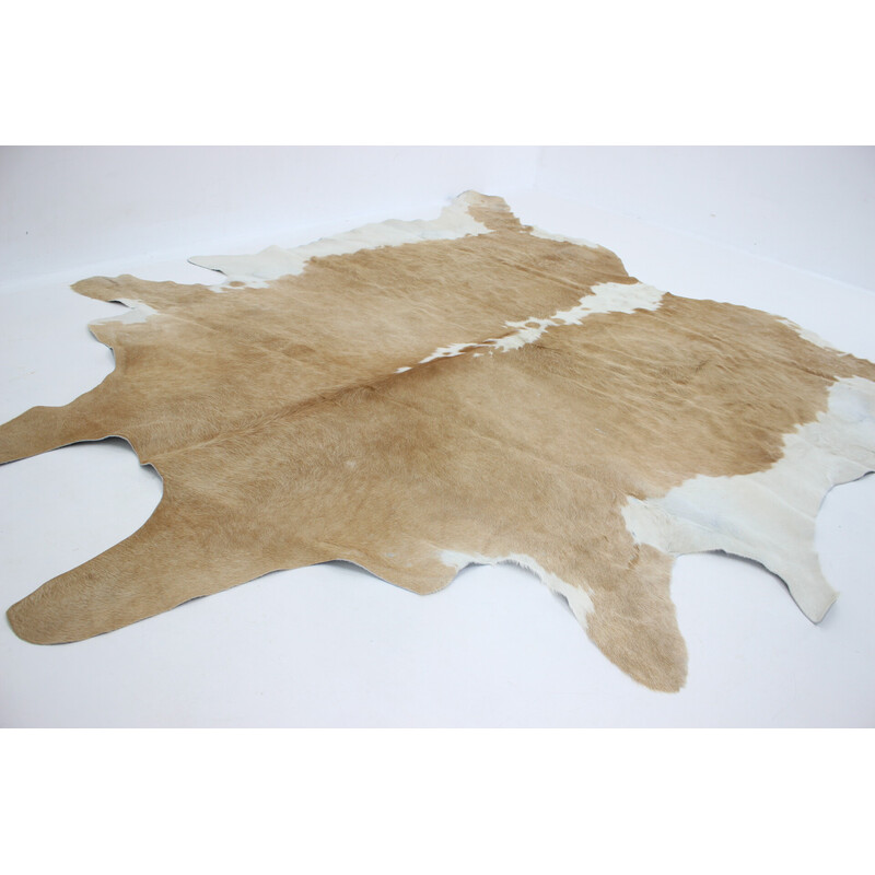 Vintage Brazilian light brown and white cowhide