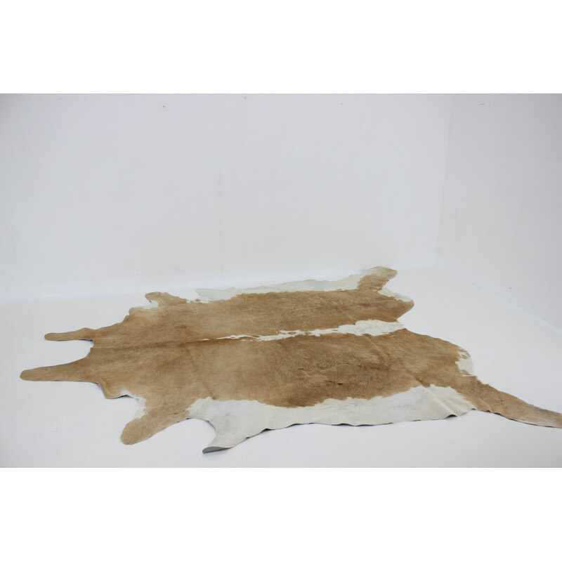 Vintage Brazilian light brown and white cowhide