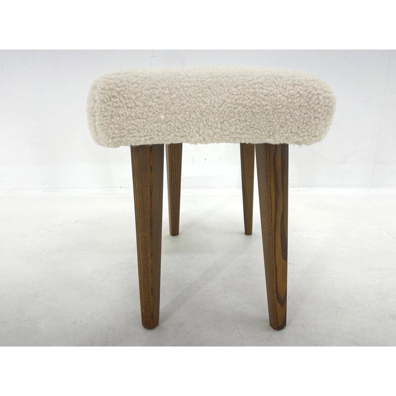 Mid-century stool in sheep skin, Czechoslovakia 1970s