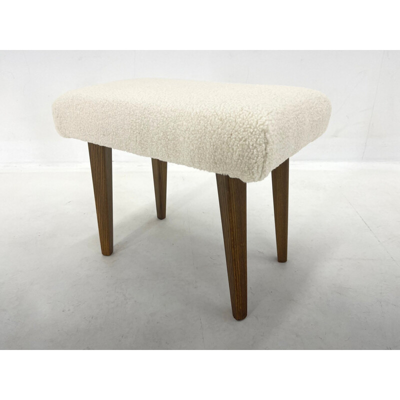 Mid-century stool in sheep skin, Czechoslovakia 1970s