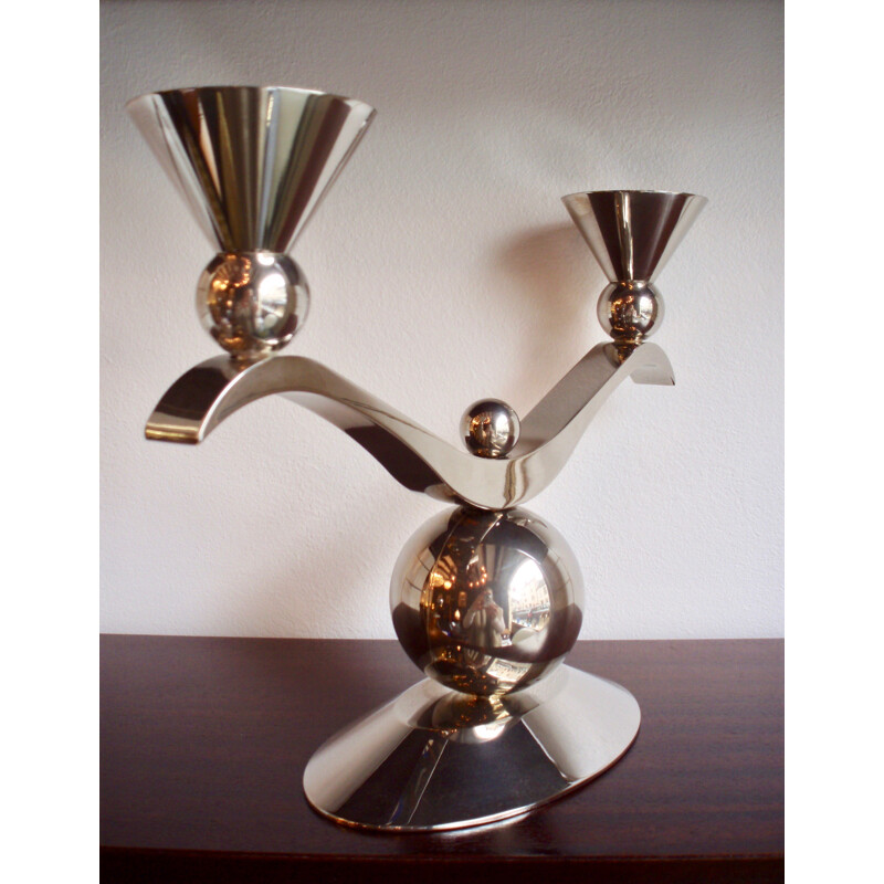 Two branches silver candle holder - 1970s