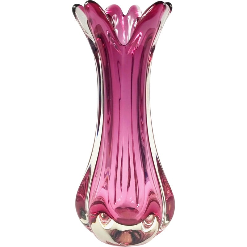 Vase vintage en verre de Murano par Fratelli Toso, Italie 1960