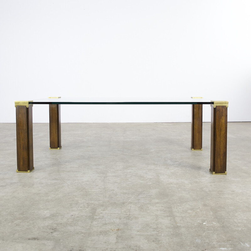 "T66" coffee table in glass and brass, Peter GHYCZY - 1970s