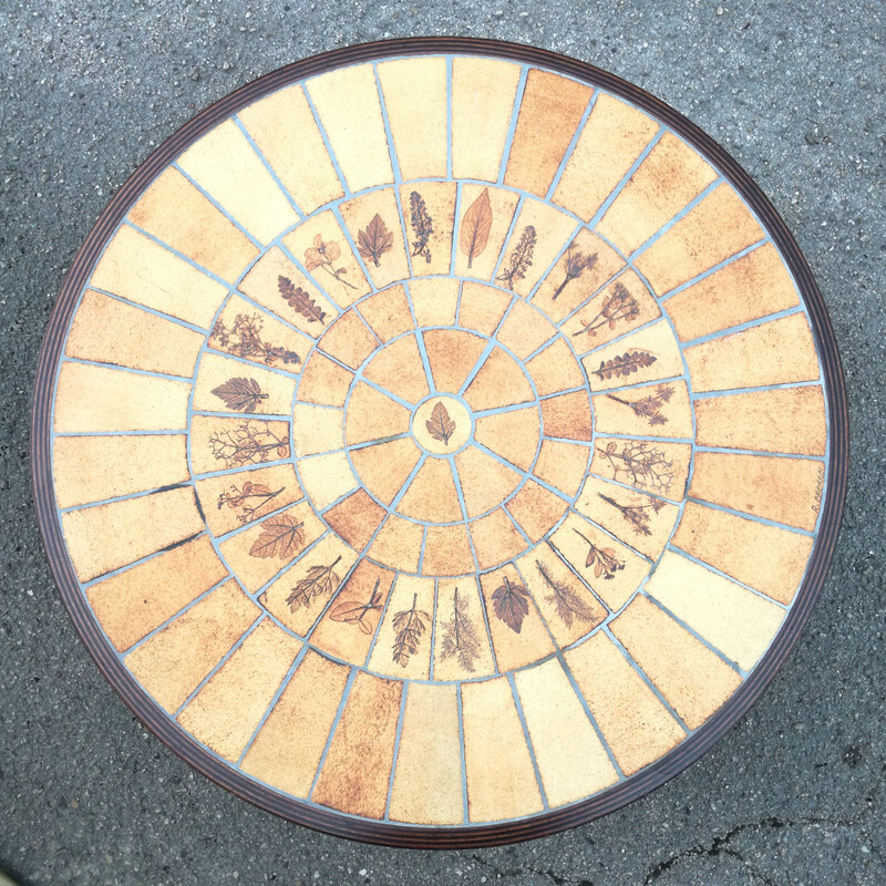 Vintage coffee table with ceramic top by Roger Capron, 1950s