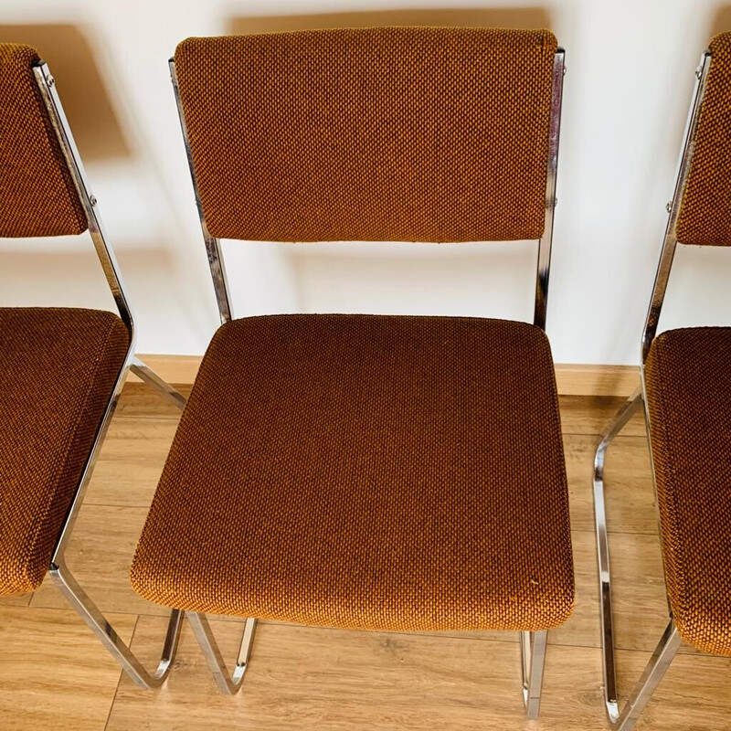 Halloween wandelen Distilleren Set van 3 vintage chromen stoelen met bruine zitting