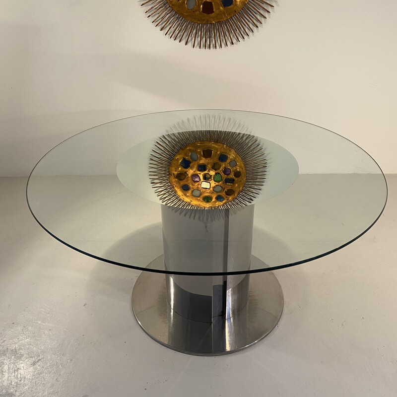 Vintage Cidonio table in chromed steel and glass by Antonia Astori for Cidue, 1968s