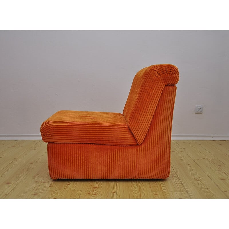 Mid-century orange corduroy modular sofa, 1970s
