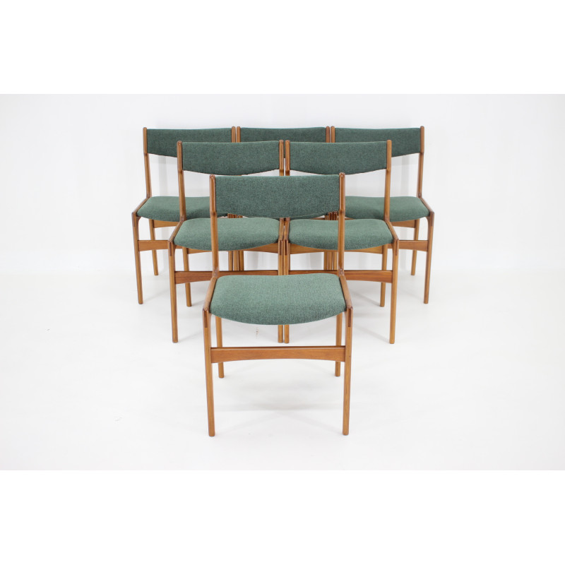 Ensemble de 6 chaises vintage en teck avec rembourrage, Danemark 1960