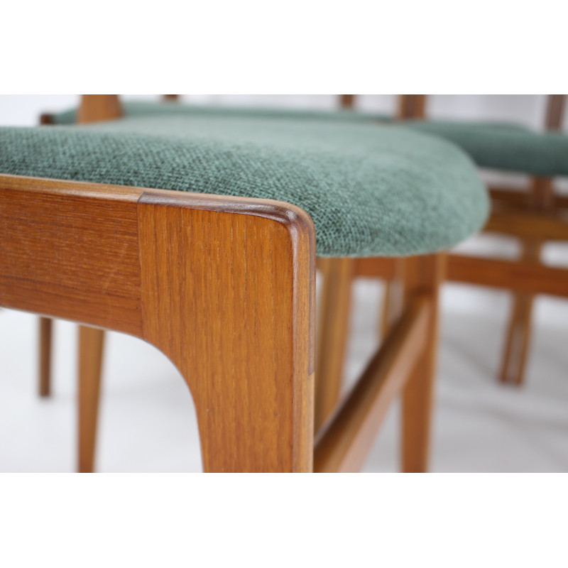 Set of 6 vintage teak dining chairs with upholstered, Denmark 1960s