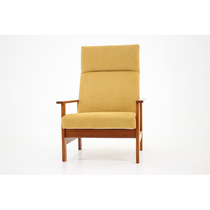 Vintage teak adjustable highback armchair, Denmark 1960s