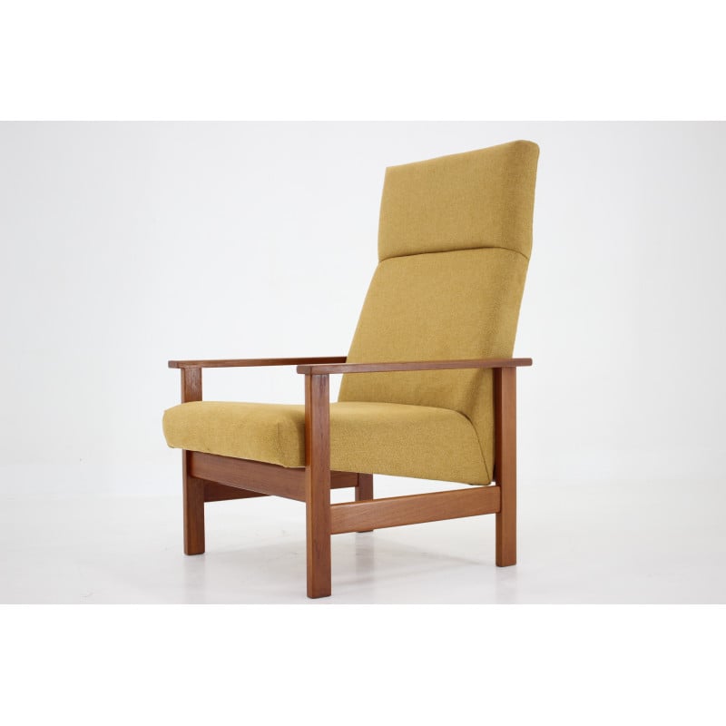 Vintage teak adjustable highback armchair, Denmark 1960s