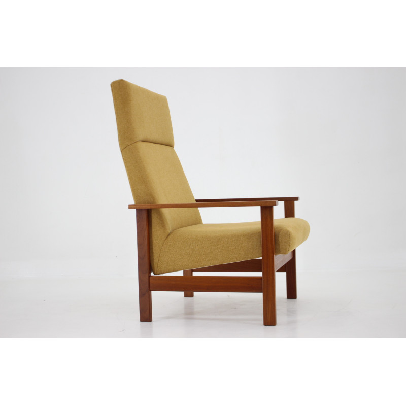 Poltrona vintage in teak con schienale alto regolabile, Danimarca 1960