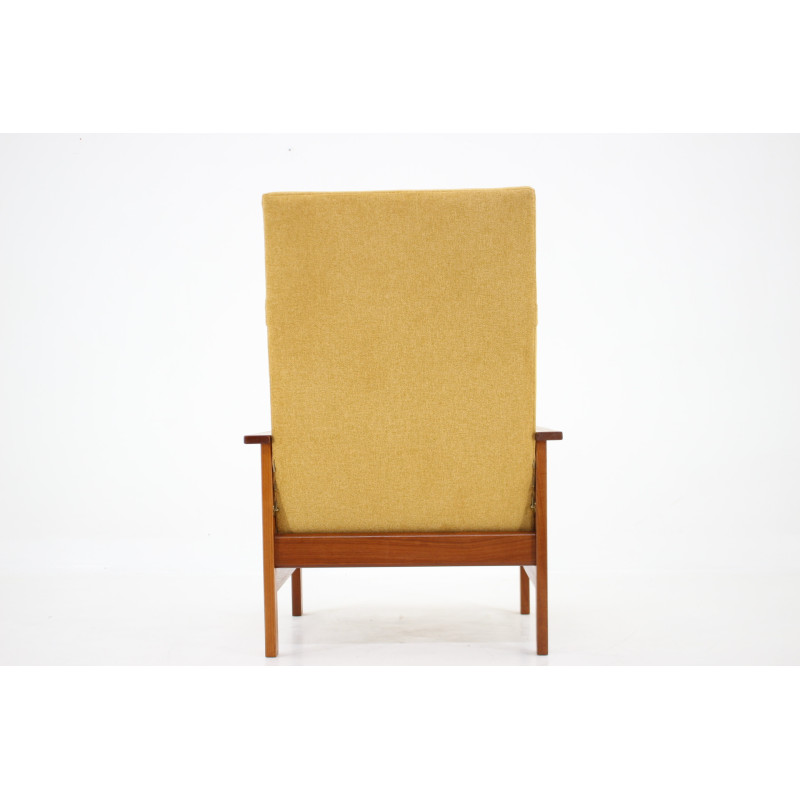 Vintage teak adjustable highback armchair, Denmark 1960s