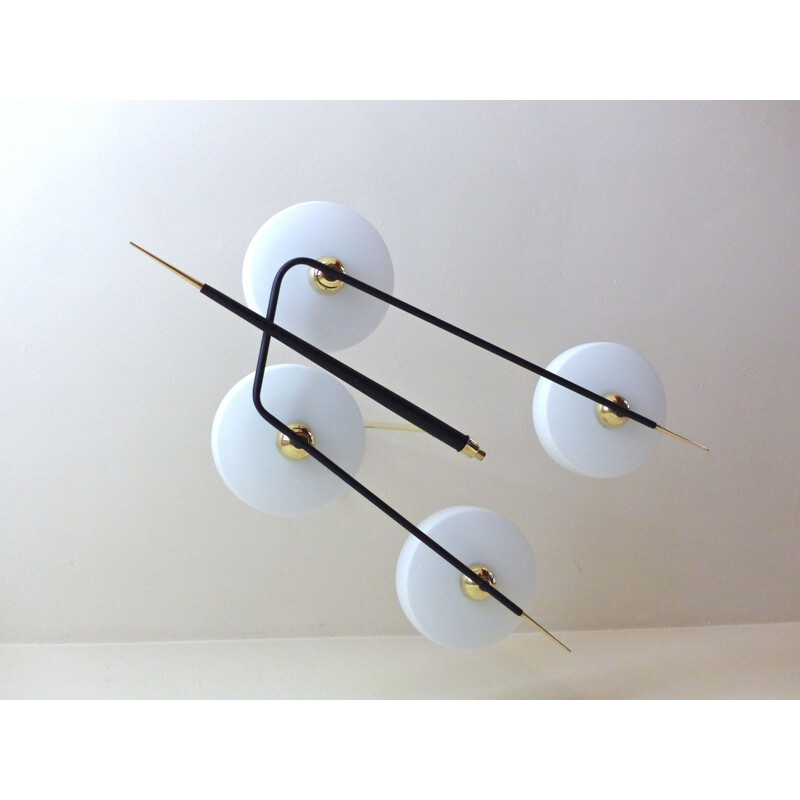 Mid century modern hanging lamp with 4 luminous points - 1960s