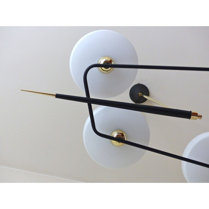 Mid century modern hanging lamp with 4 luminous points - 1960s