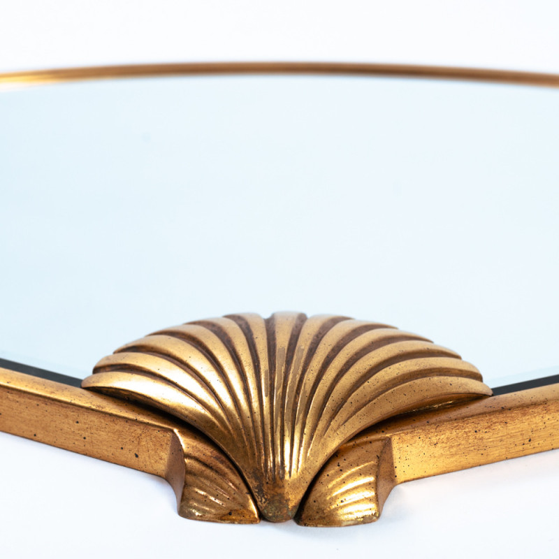 Vintage gilded shell wall mirror by Deknudt, Belgium 1970s