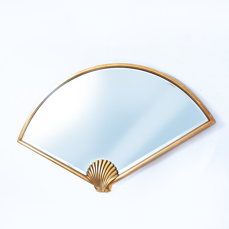 Vintage gilded shell wall mirror by Deknudt, Belgium 1970s