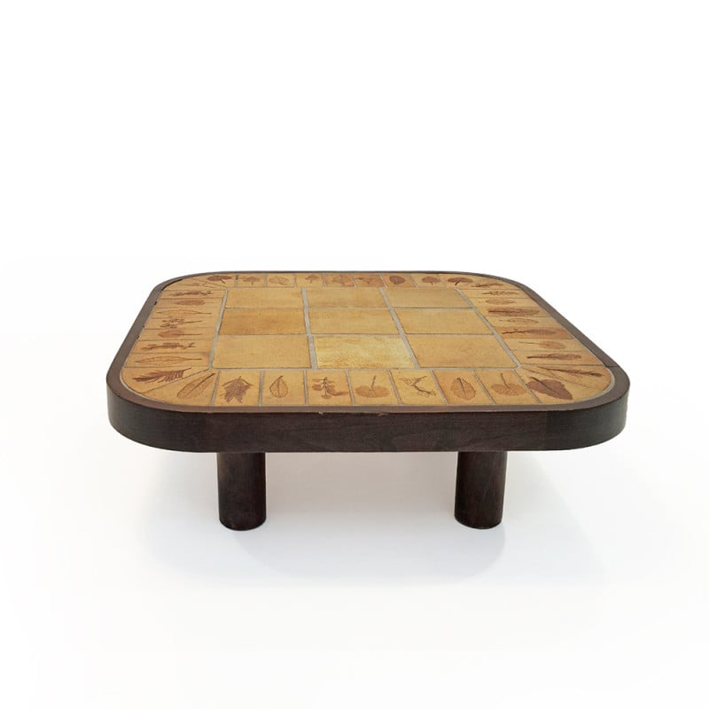 Table basse vintage en carrelage par Roger Capron pour Vallauris, 1970