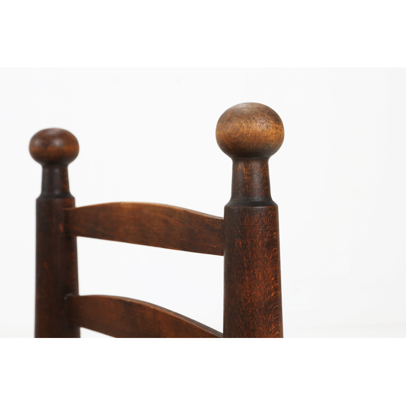 Paar vintage houten en rieten stoelen van Charles Dudouyt, 1940