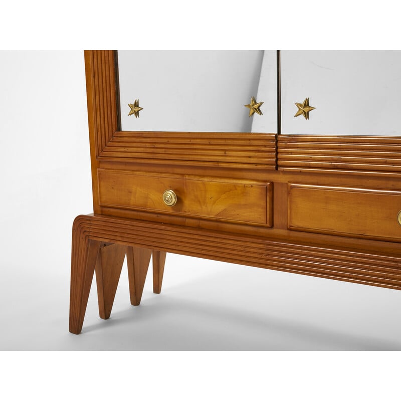 Mueble bar vintage en madera de cerezo y espejo de Osvaldo Borsani para Abv, 1940