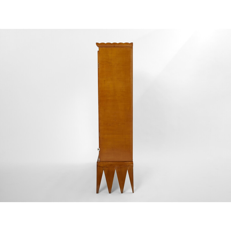 Vintage bar furniture in cherry wood and mirror by Osvaldo Borsani for Abv, 1940