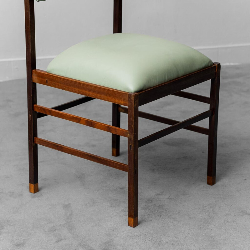 Set di 4 sedie vintage in legno e pelle di George Coslin, 1960