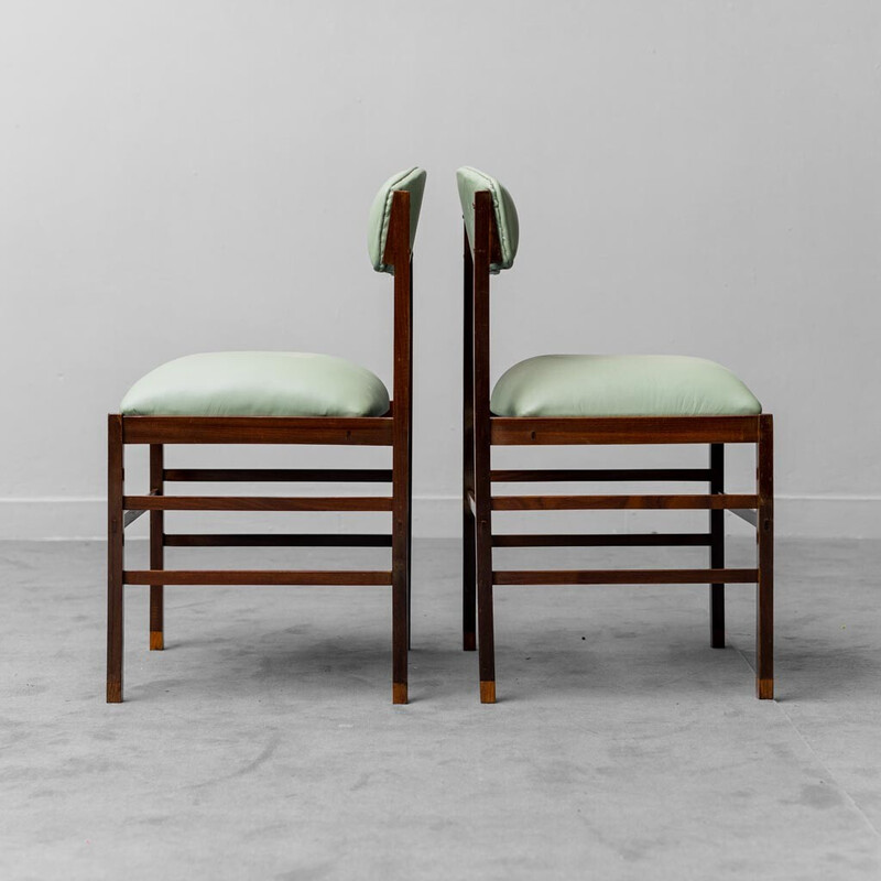 Ensemble de 4 chaises vintage en bois et cuir par George Coslin, 1960