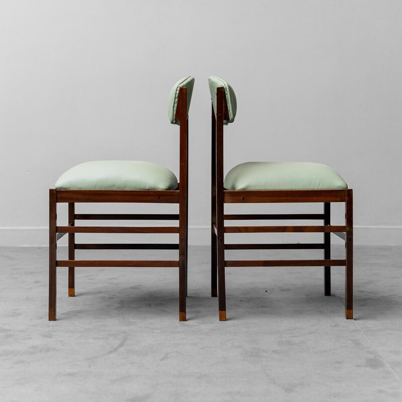 Set of 4 vintage wood and leather chairs by George Coslin, 1960s