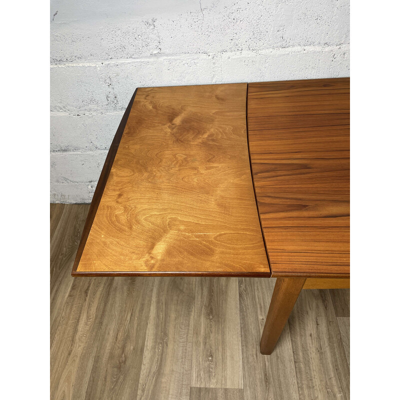 Scandinavian vintage teak table with oakwood extensions, 1960