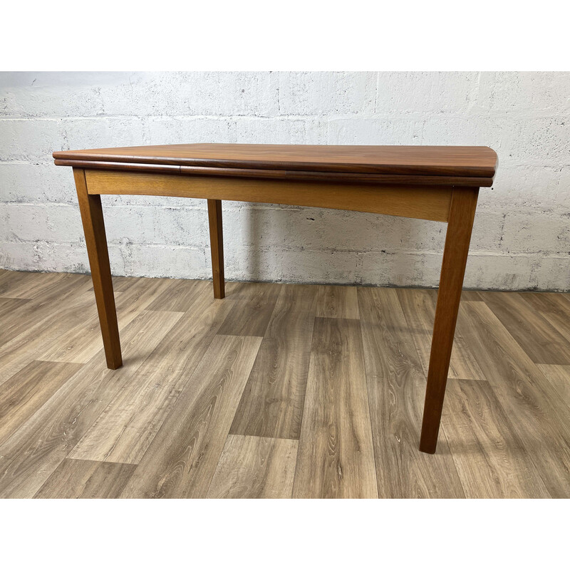 Scandinavian vintage teak table with oakwood extensions, 1960