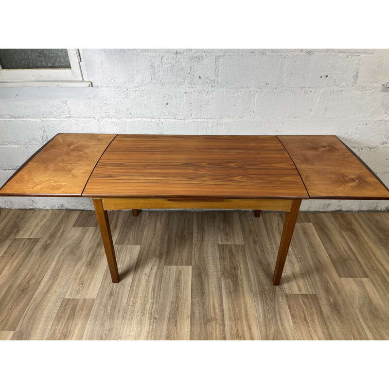 Mesa vintage escandinava de teca con extensiones de roble, 1960