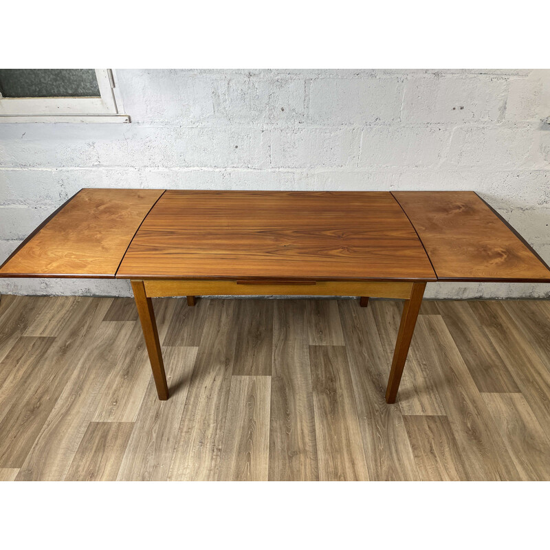 Scandinavian vintage teak table with oakwood extensions, 1960
