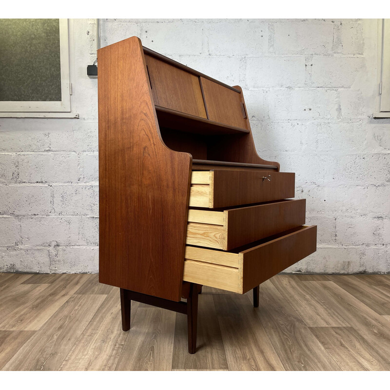 Scandinavian vintage teak secretary with 2 sliding doors, 1960